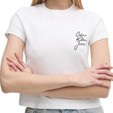 T-shirt logo script institutional bianco