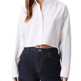 Camicia taglio crop oxford bianco