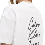 T-shirt oversize logo script institutional bianco