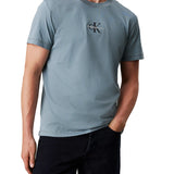 T-shirt monologo ricamato sul petto grigio