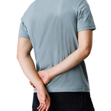 T-shirt monologo ricamato sul petto grigio