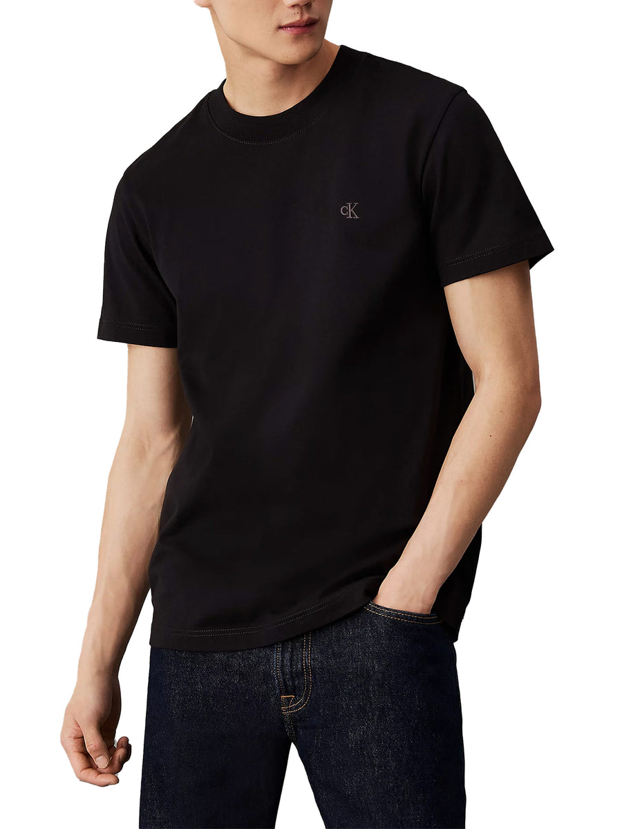 T-shirt heavy regular fit logo monogram sul petto nero