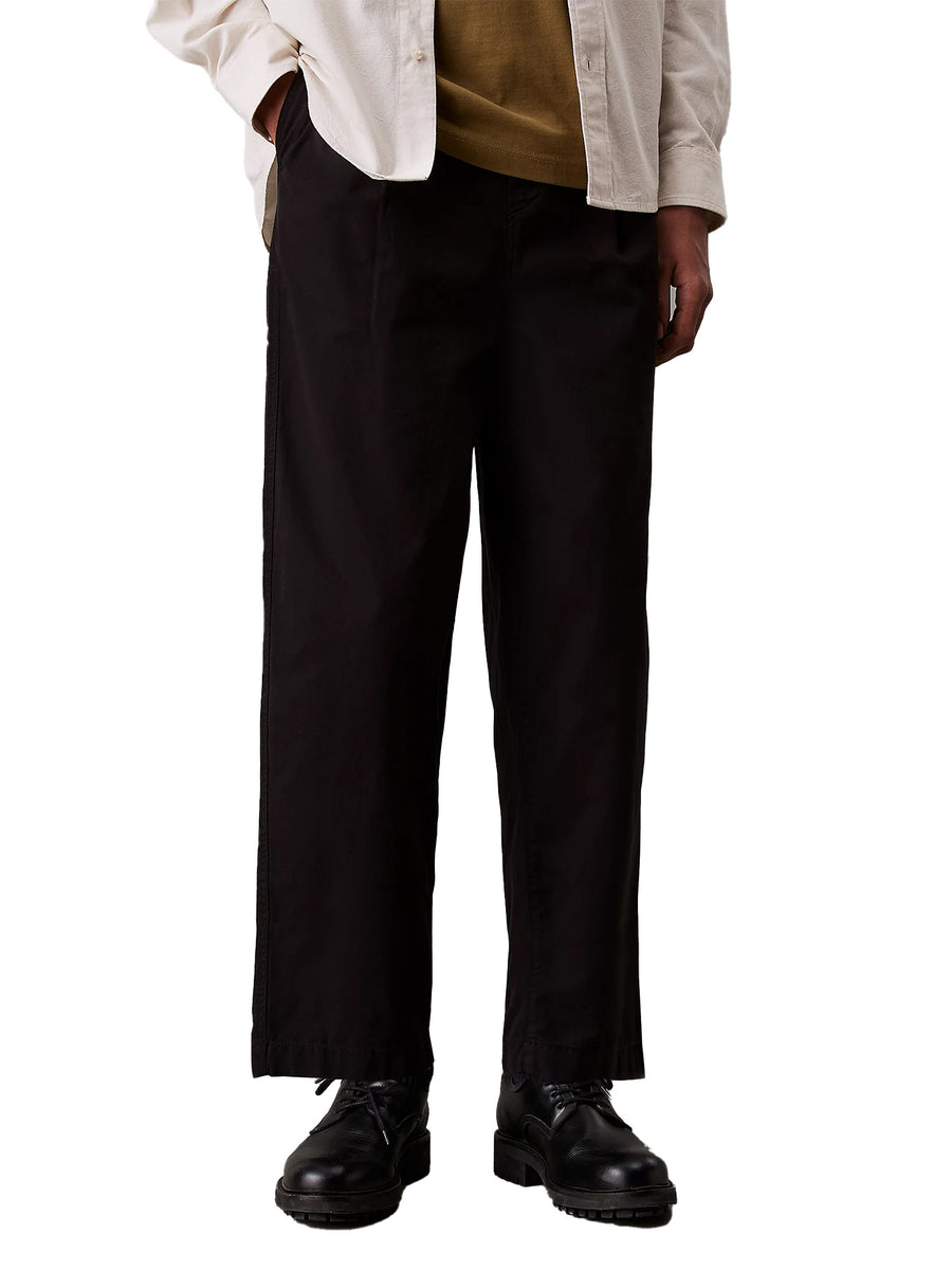 Pantalone baggy cropped pleat nero