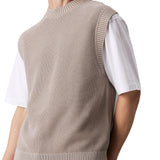 Gilet washed in maglia con lavorazione a nido d'ape beige