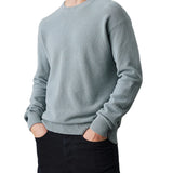 Maglione girocollo casual texture punto bouclé celeste