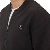 Felpa con zip logo embroidered nero