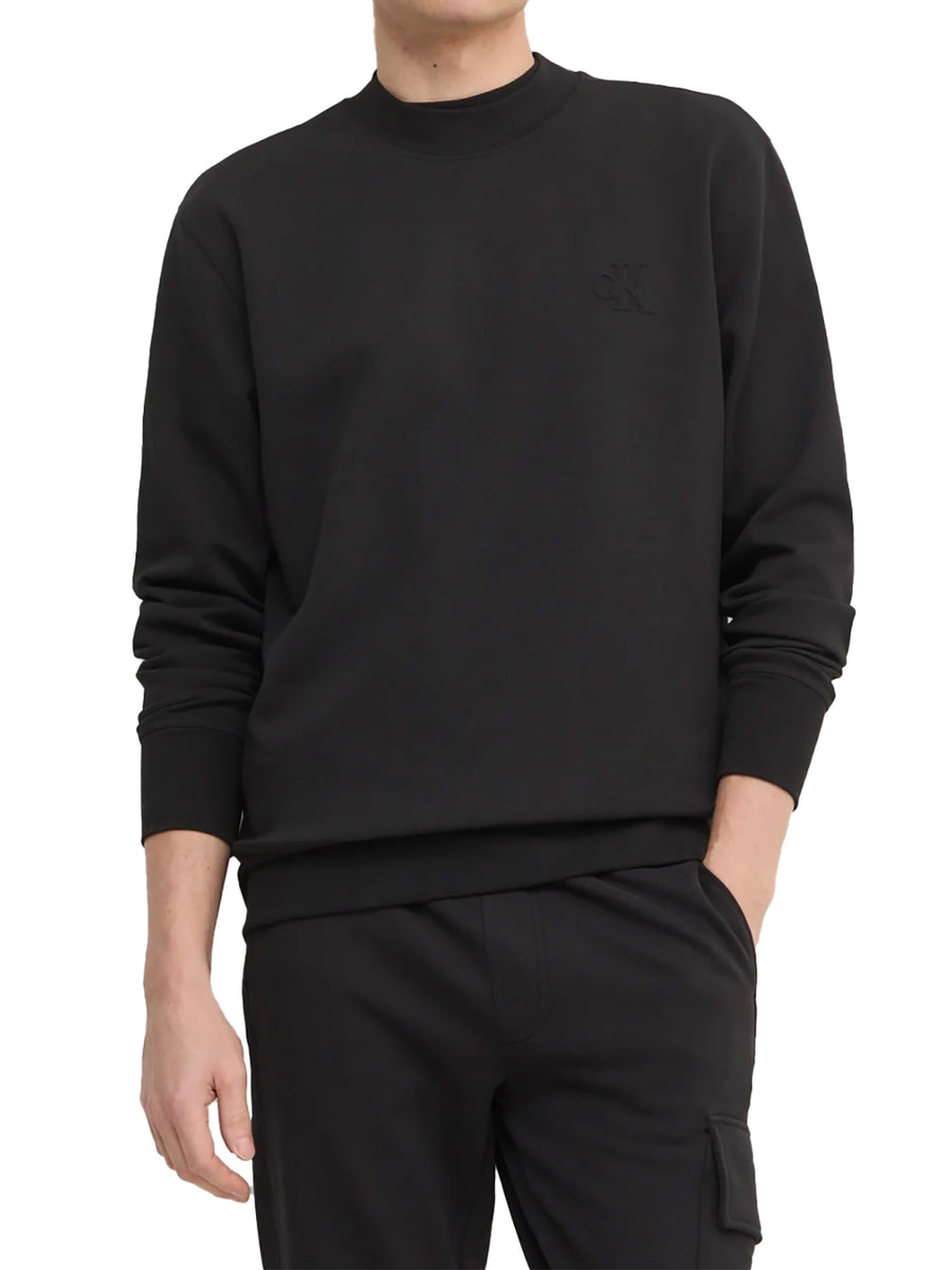 Felpa interlock logo rilievo sul petto nero