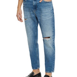 Jeans cropped con strappi denim medio