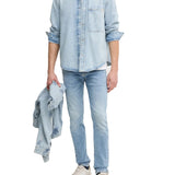 Camicia in jeans regular con tasca denim chiaro