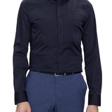 Camicia slim fit in popeline elasticizzato blu