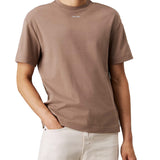 T-shirt cotone interlock con nano logo sul petto marrone