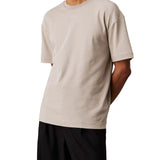 T-shirt cotone interlock con nano logo sul petto kaki