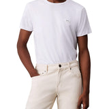 T-shirt slim in cotone stretch con targhetta logo bianco