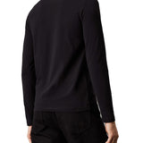 T-shirt manica lunga slim cotone stretch con targhetta logo nero