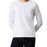 T-shirt manica lunga slim cotone stretch con targhetta logo bianco