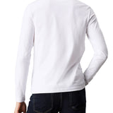 T-shirt manica lunga slim cotone stretch con targhetta logo bianco