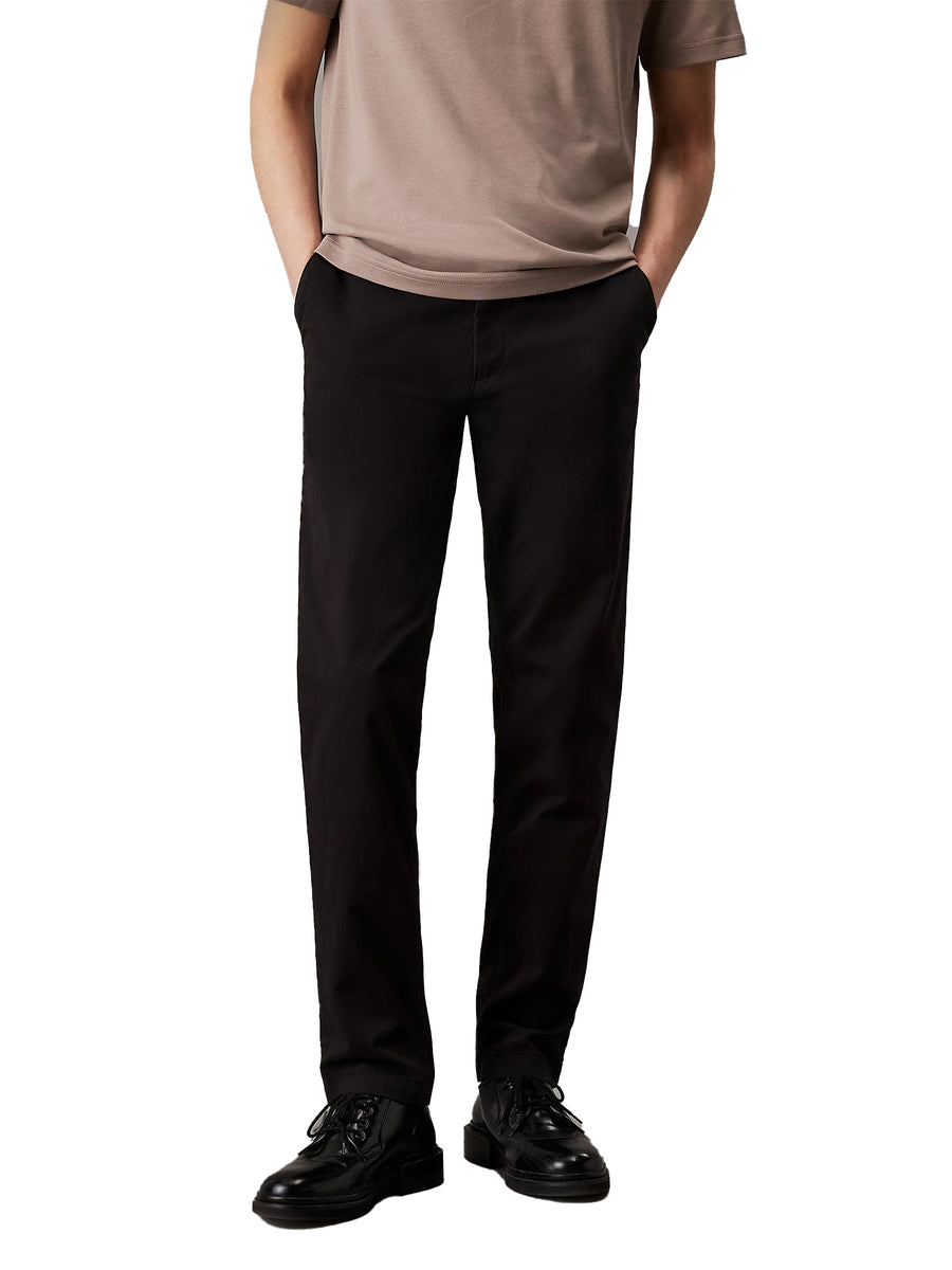 Pantalone chino slim fit modern in twill di cotone nero