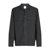 Giacca overshirt con bottoni e tasche sul petto nero