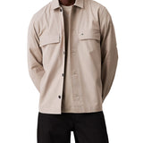 Giacca overshirt con bottoni e tasche sul petto kaki