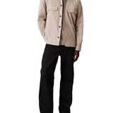 Giacca overshirt con bottoni e tasche sul petto kaki