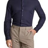 Camicia manica lunga contrast collar twill blu