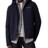 Giubbino con zip e cappuccio in tessuto tecnico blu