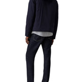 Giubbino con zip e cappuccio in tessuto tecnico blu