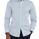 Camicia a righe in popeline celeste