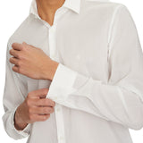 Camicia manica lunga slim solid lyocell bianco