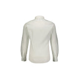 Camicia manica lunga slim logo sleeve popeline bianco