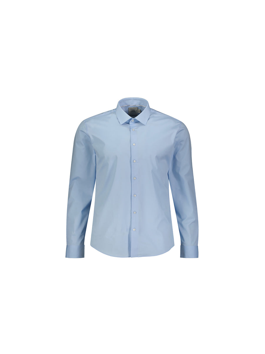 Camicia manica lunga slim logo sleeve popeline celeste