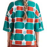 Camicia maniche 3/4 stampa geoometrica fantasia