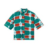 Camicia maniche 3/4 stampa geoometrica fantasia