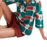 Camicia maniche 3/4 stampa geoometrica fantasia
