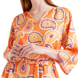 Abito scollatura a V e maniche 3/4 stampa paisley fantasia