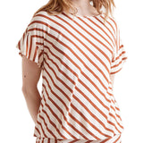 Blusa a maniche corte e stampa a righe bianco/coccio