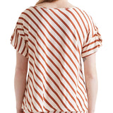Blusa a maniche corte e stampa a righe bianco/coccio