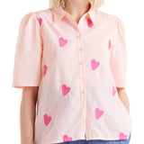 Camicia ricamo hearts rosa