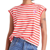 T-shirt maniche corte a righe bianco/rosso