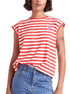 T-shirt maniche corte a righe bianco/rosso