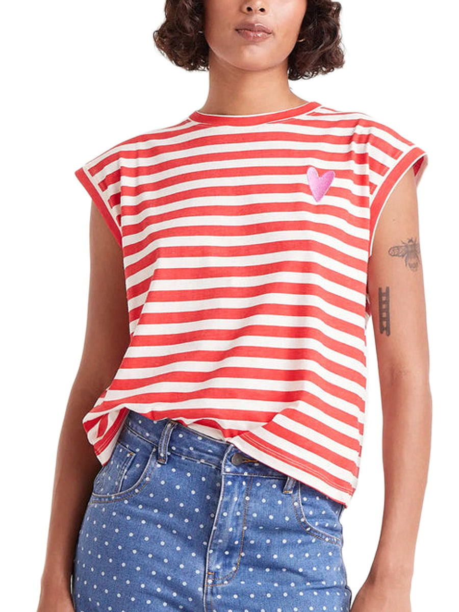 T-shirt maniche corte a righe bianco/rosso