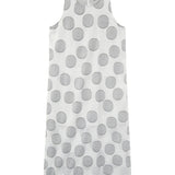 Abito lungo smanicato stampa a pois bianco