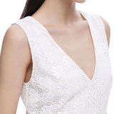 Abito budapest in pizzo con scollo a V bianco
