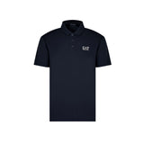 Polo con logo sul petto in jersey blu
