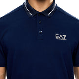 Polo con profili a contrasto in piquet bluette