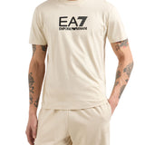 T-shirt patch logo beige/nero