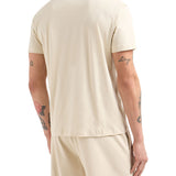 T-shirt patch logo beige/nero