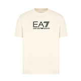 T-shirt patch logo beige/nero