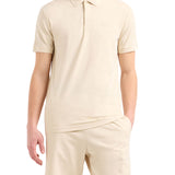 Polo basic logo sul retro in piquet beige