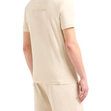 Polo basic logo sul retro in piquet beige